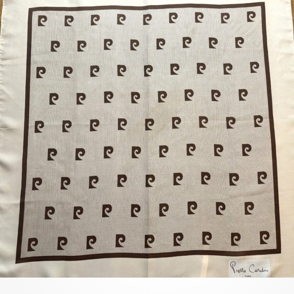 Pierre Cardin #1 Cream and Black Silk Scarf